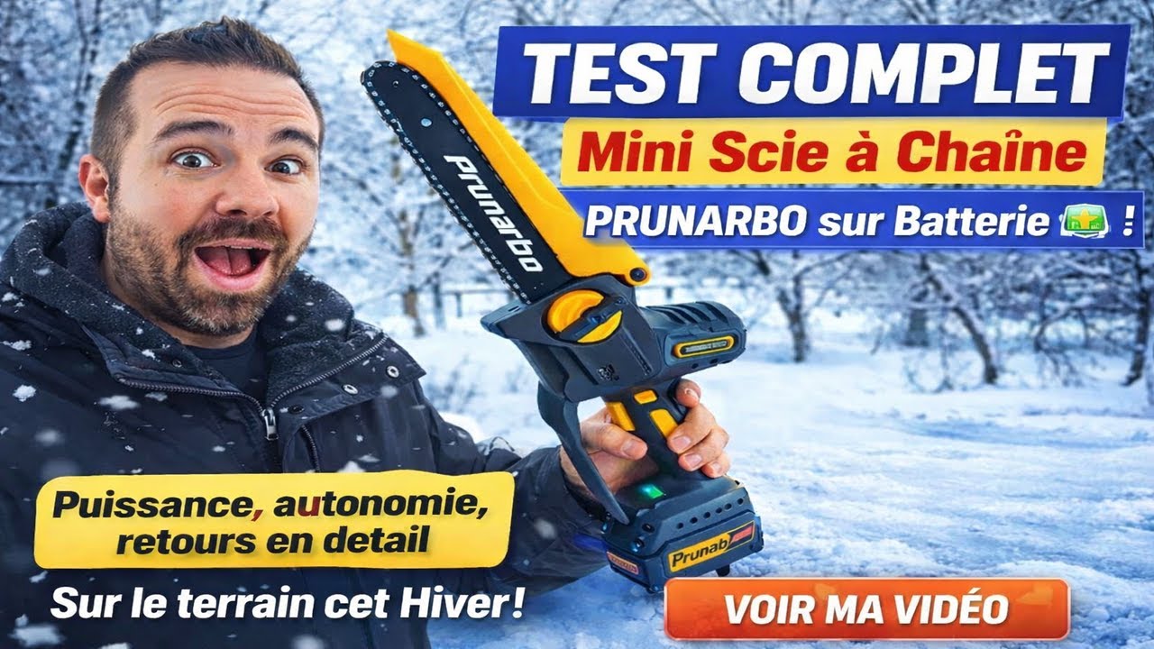 OUTIL 🔥Test Complet Mini Scie à Chaîne Sans Fil PRUNARBO sur Batterie Puissance Autonomie Avis Final