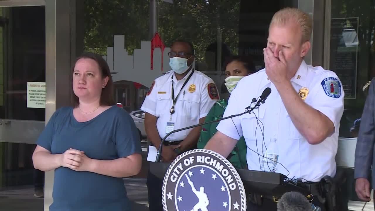 Police chief breaks down after fire crews blocked from burning Richmond home with child inside