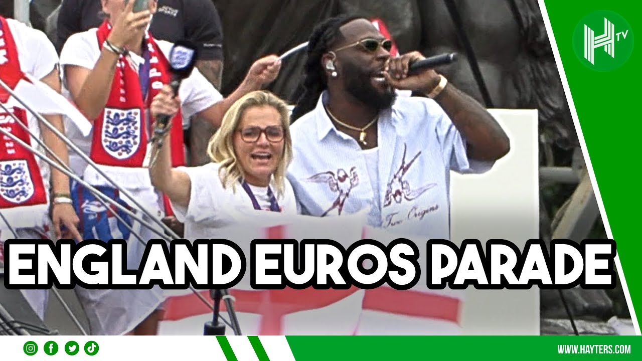 Sarina Wiegman SINGS WITH Burna Boy at Lionesses Euros parade!