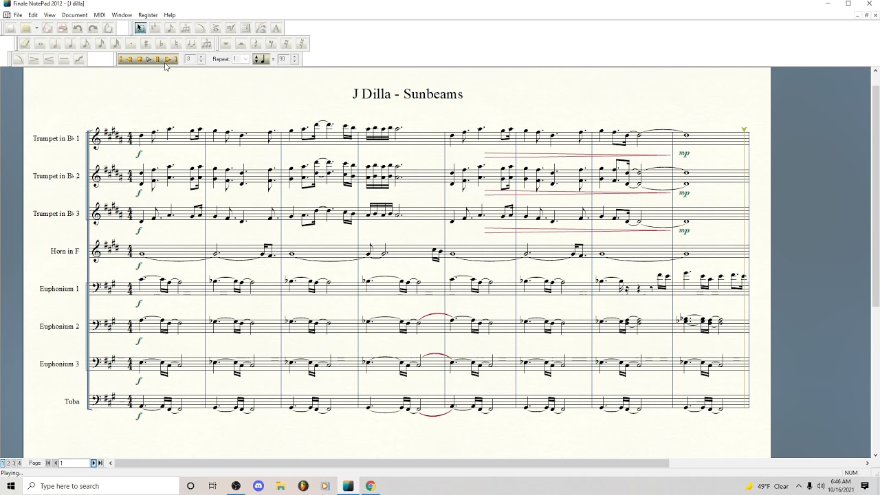 Sunbeams - J Dilla (Sheet Music)