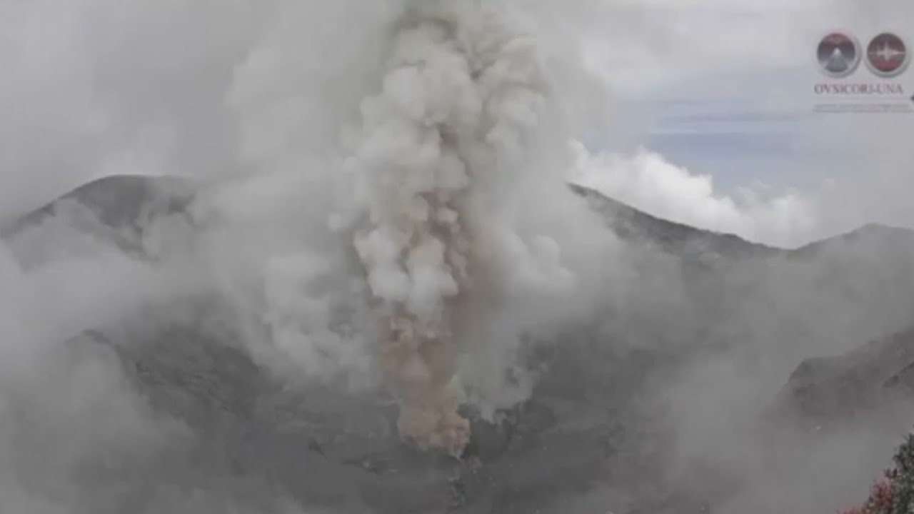 Smoke surges up from volcano erupting in Costa Rica