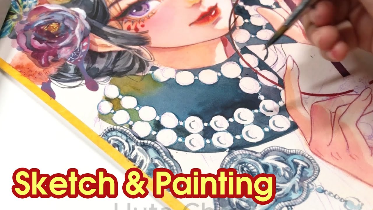 Sketch VS Painting - Boku Undo Shadow Black Watercolors 