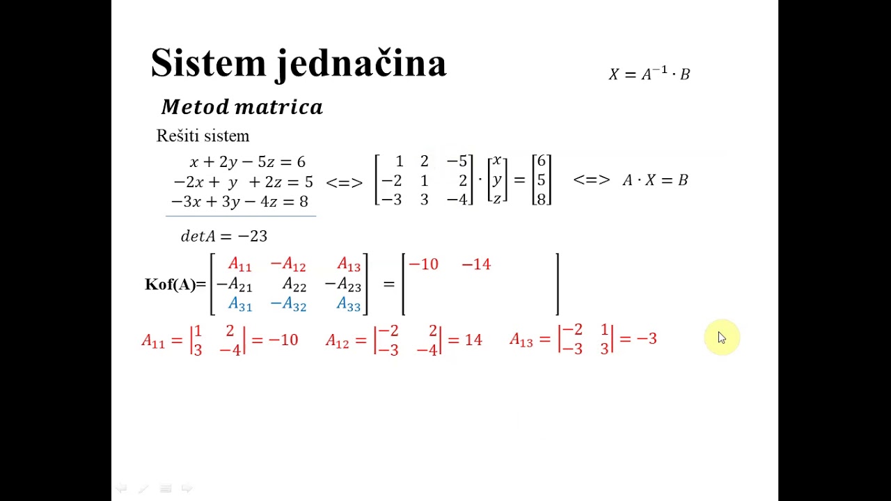 SISTEM JEDNAČINA (Matrična metoda)