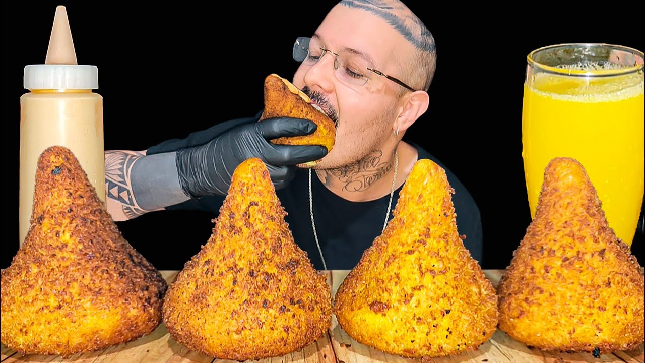 #476 ASMR SALGADO | COXINHA DE QUEIJO COM MUITO MOLHO ESPECIAL | MUKBANG BRASIL.