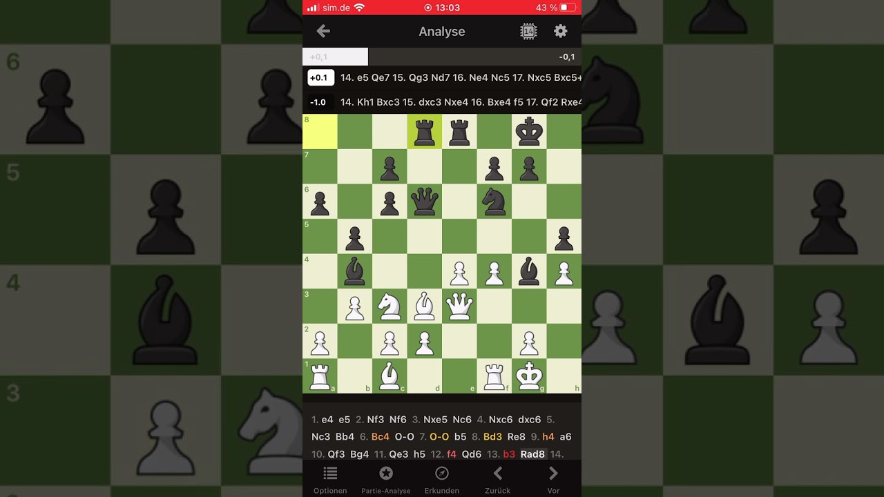 Das L&auml;uferopfer im Mittelspiel funktioniert nur nach ausgerichteten Folgez&uuml;gen..