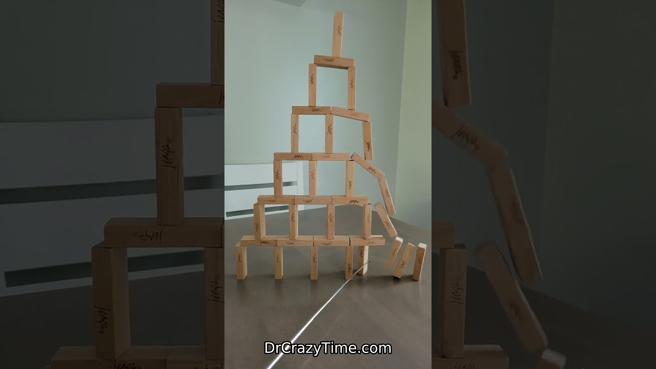 Pyramid tower made from Jenga blocks