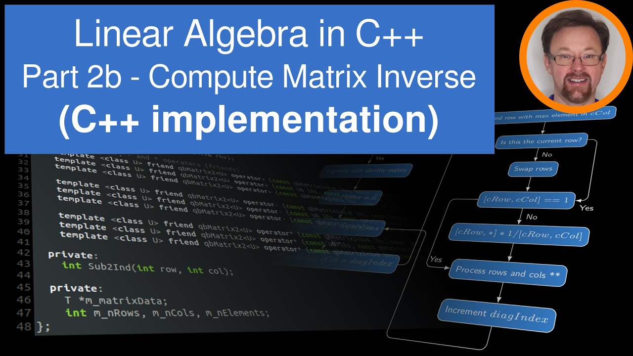 Linear Algebra in C++ - Part 2b - Compute Matrix Inverse (C++ Implementation)