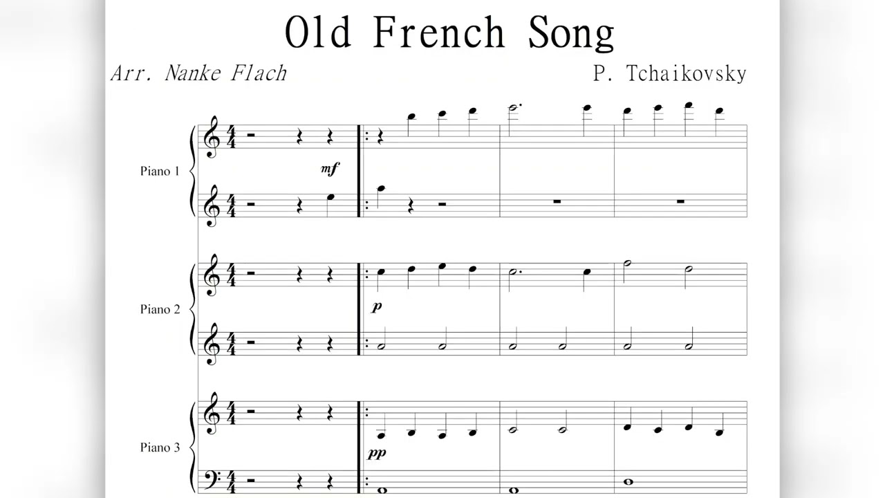 Tchaikovsky | Old French Song | 1 piano 6 hands | elementary