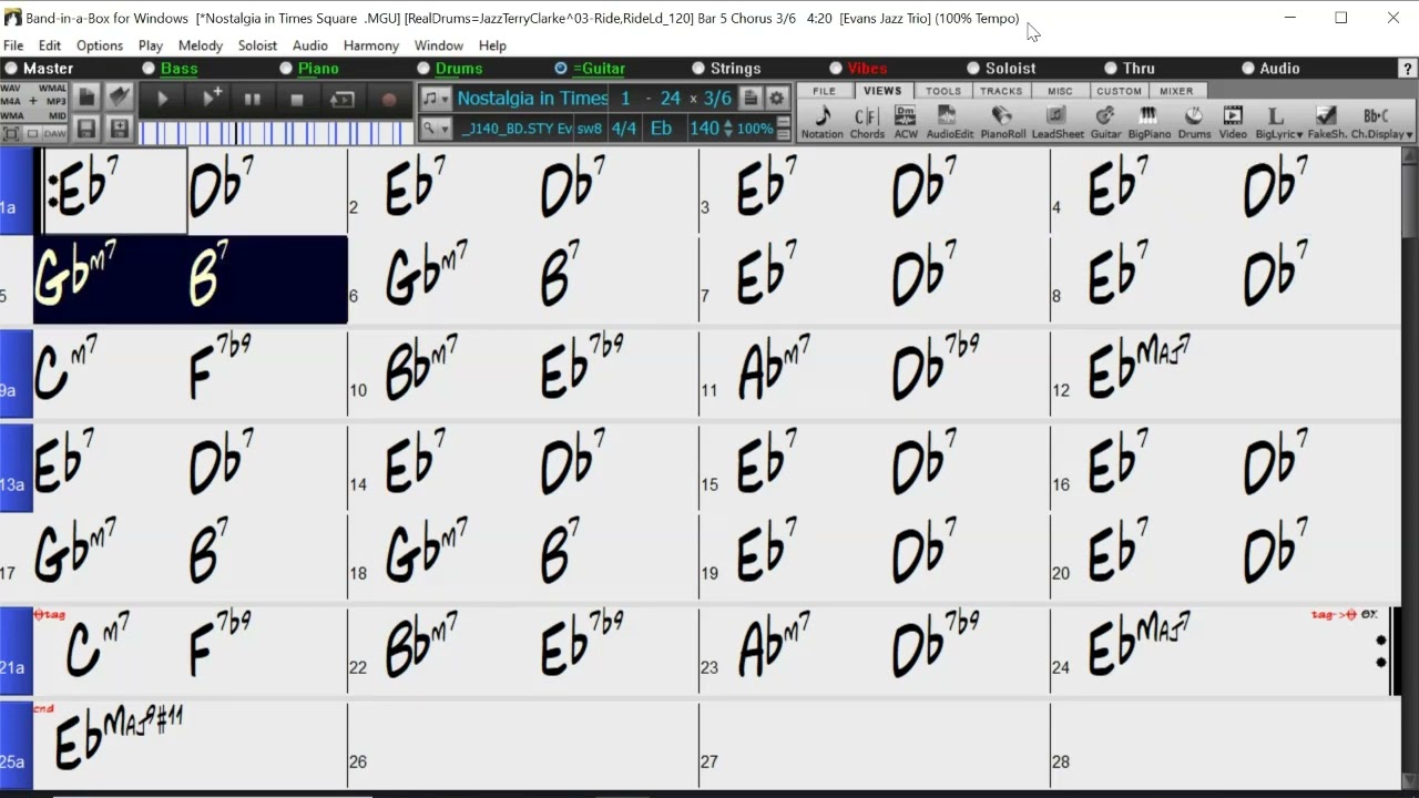BACKING TRACK - NOSTALGIA IN TIMES SQUARE (Eb) 140 BPM SWING