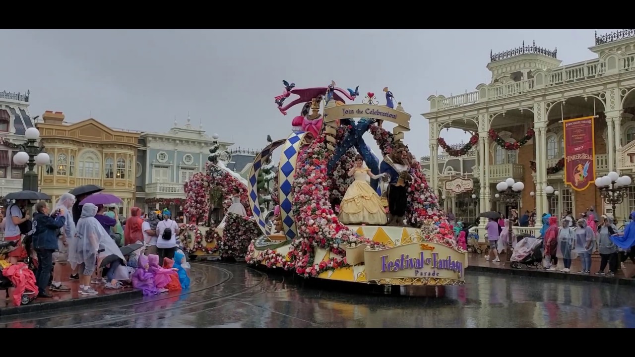Magic Kingdom's Festival of Fantasy Parade During A Big Rain Storm