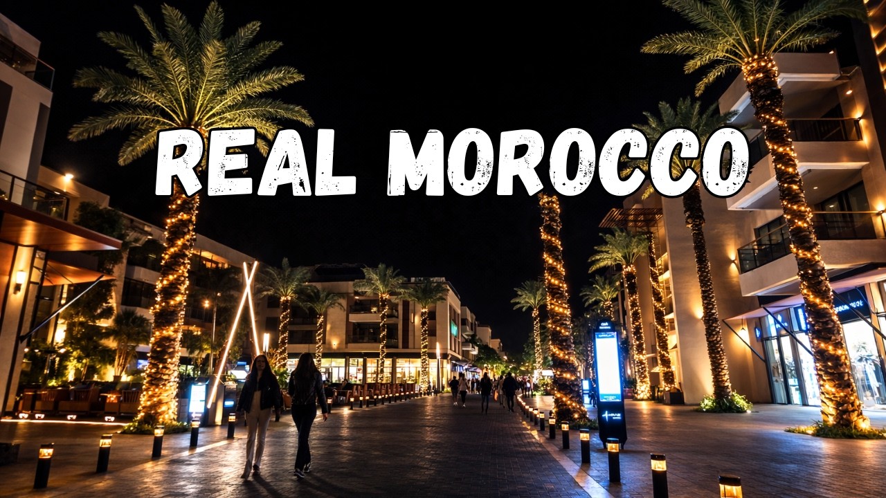 Marrakech Night Walk 4K 🇲🇦 | M Avenue Night Ambience (Real City Sounds)