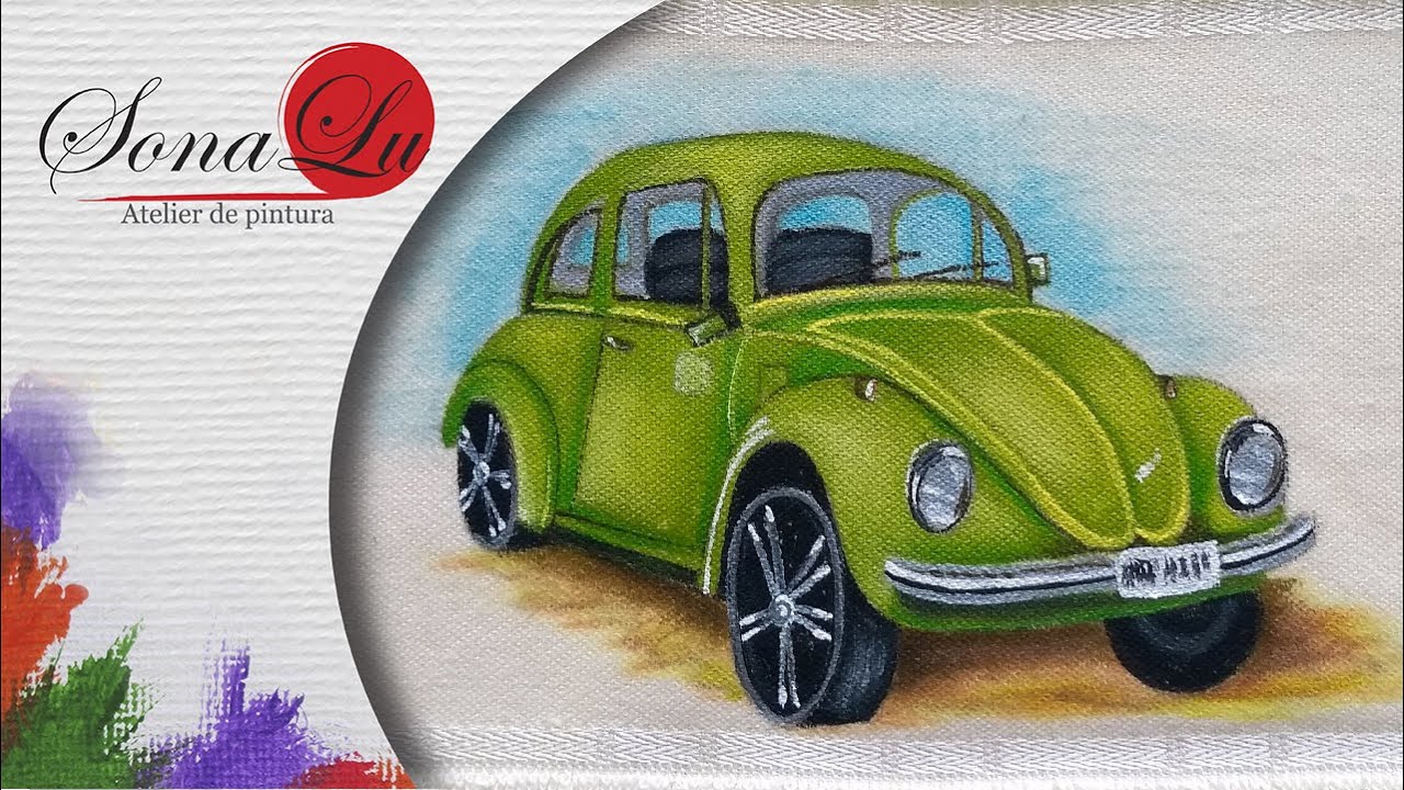 Aula 711 - Fusca Verde em Toalha de Lavabo