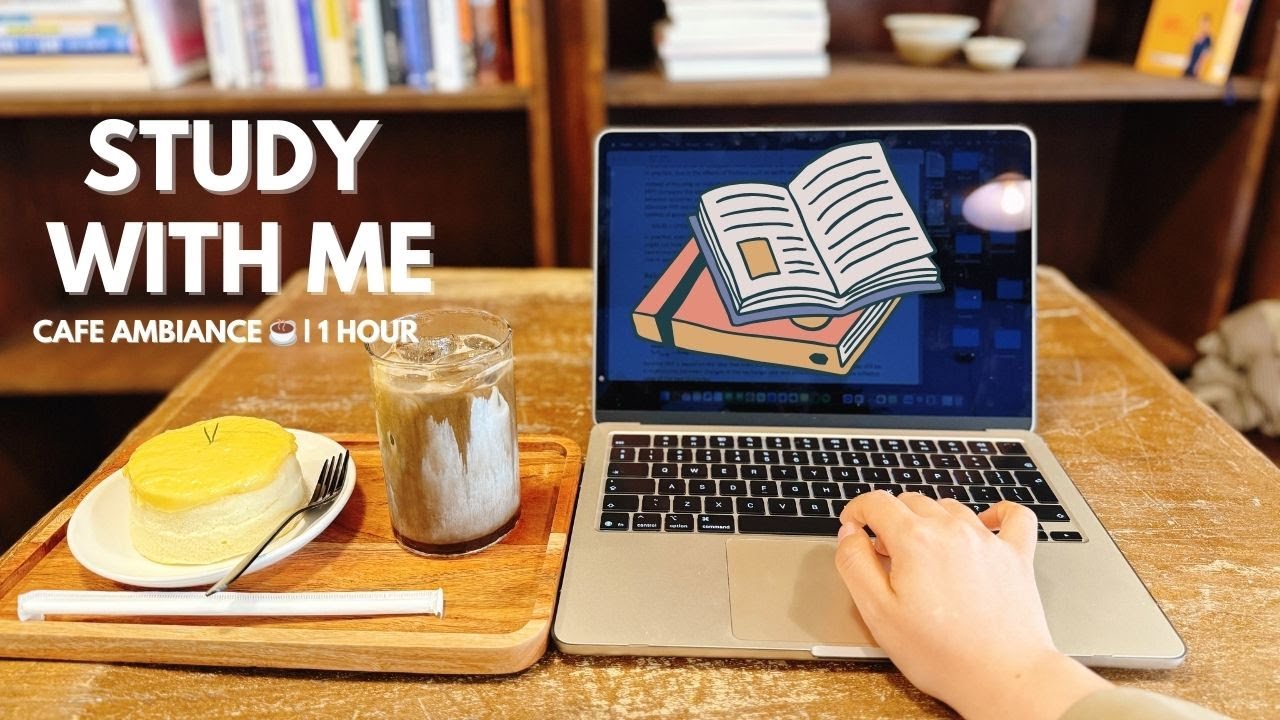 1 HOUR study with me in Paris aesthetic cafe | no break, real time | cafe ambiance, background noise