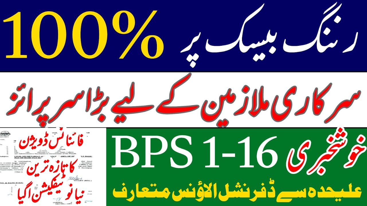 100% on Running Basic || 2% for BPS 1-16 || finance division notification || govt employees