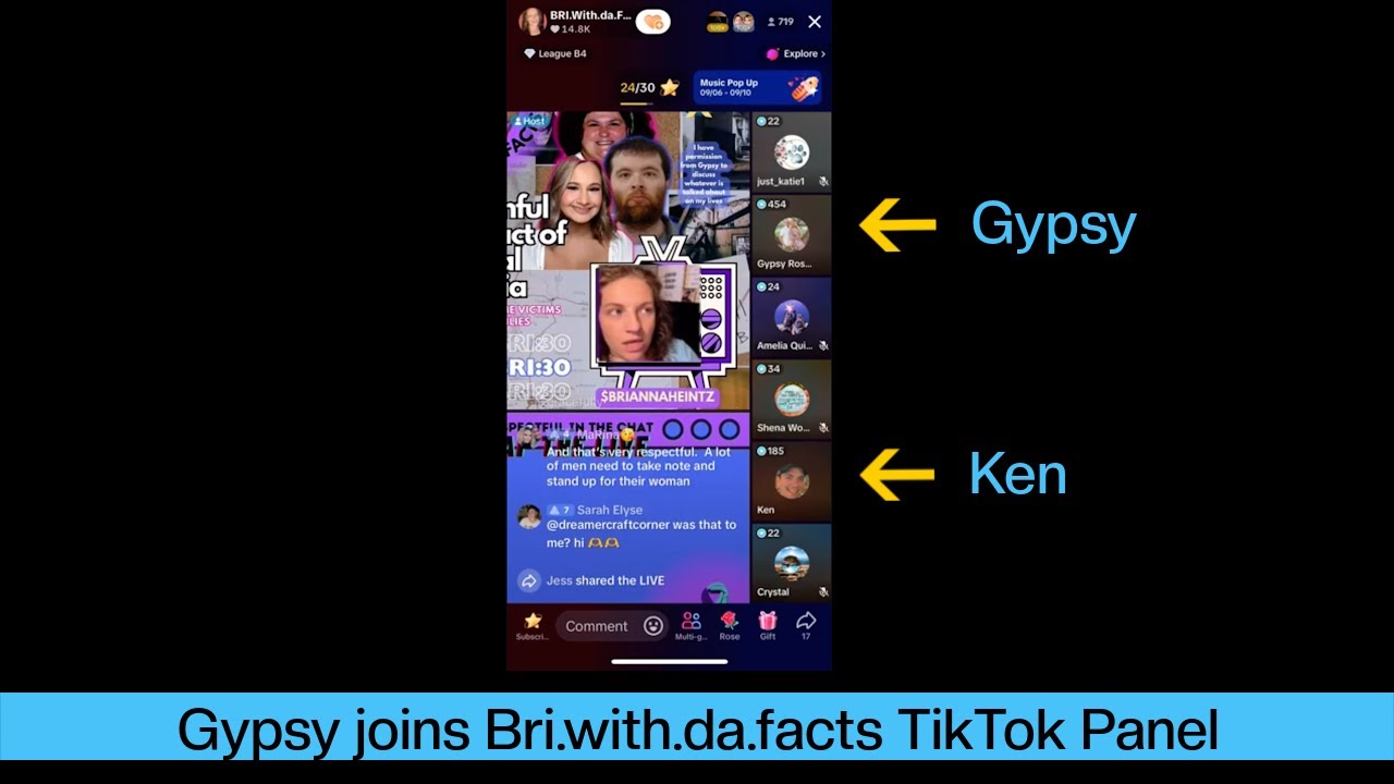Gypsy Rose Blanchard joins Bri.with.da.facts TikTok live panel - FULL SCREEN RECORDING
