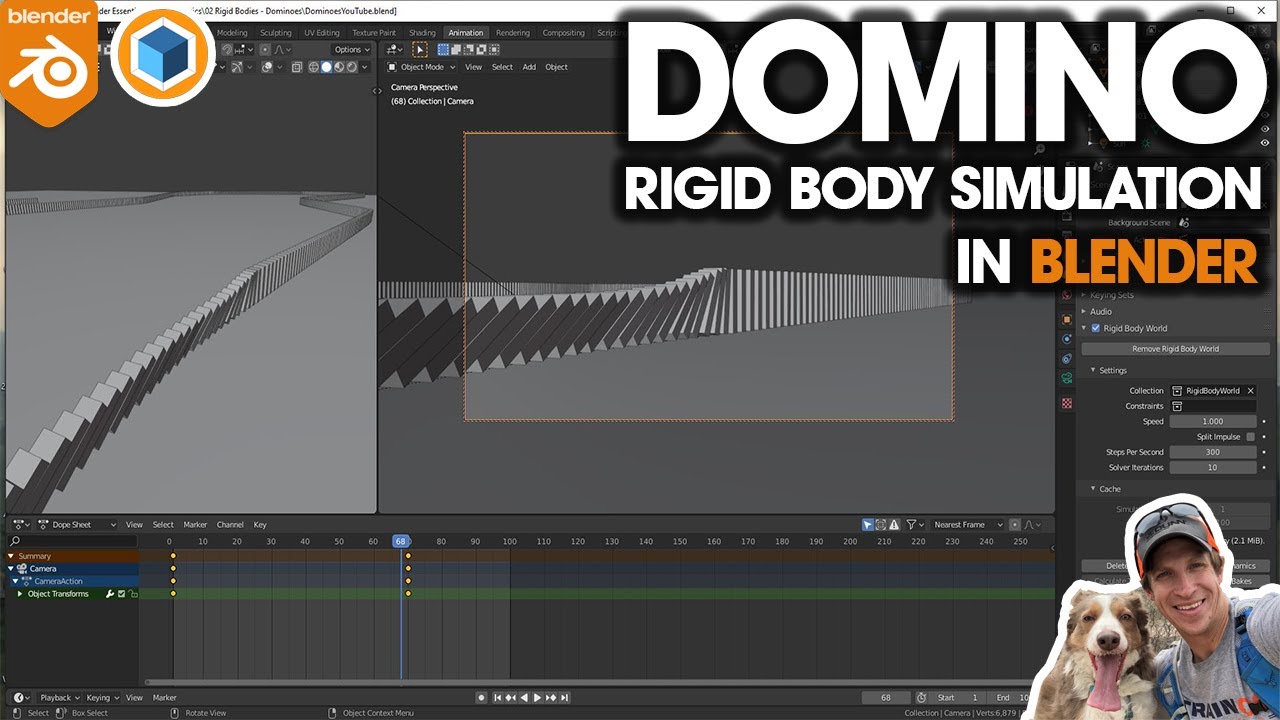 Creating a FALLING DOMINO Rigid Body Simulation in Blender! (Blender Physics Tutorial)