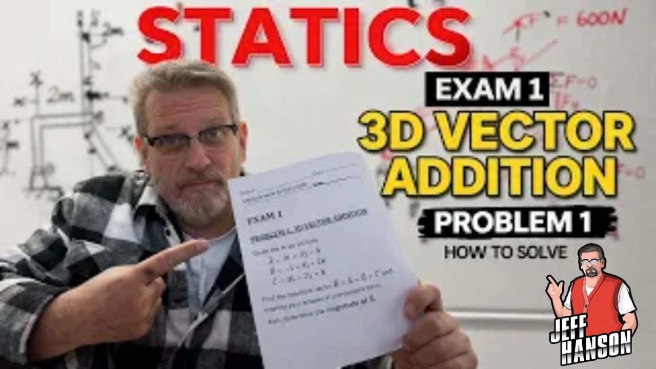 Statics: Exam 1 Review Problem 1, 3D Vector Addition