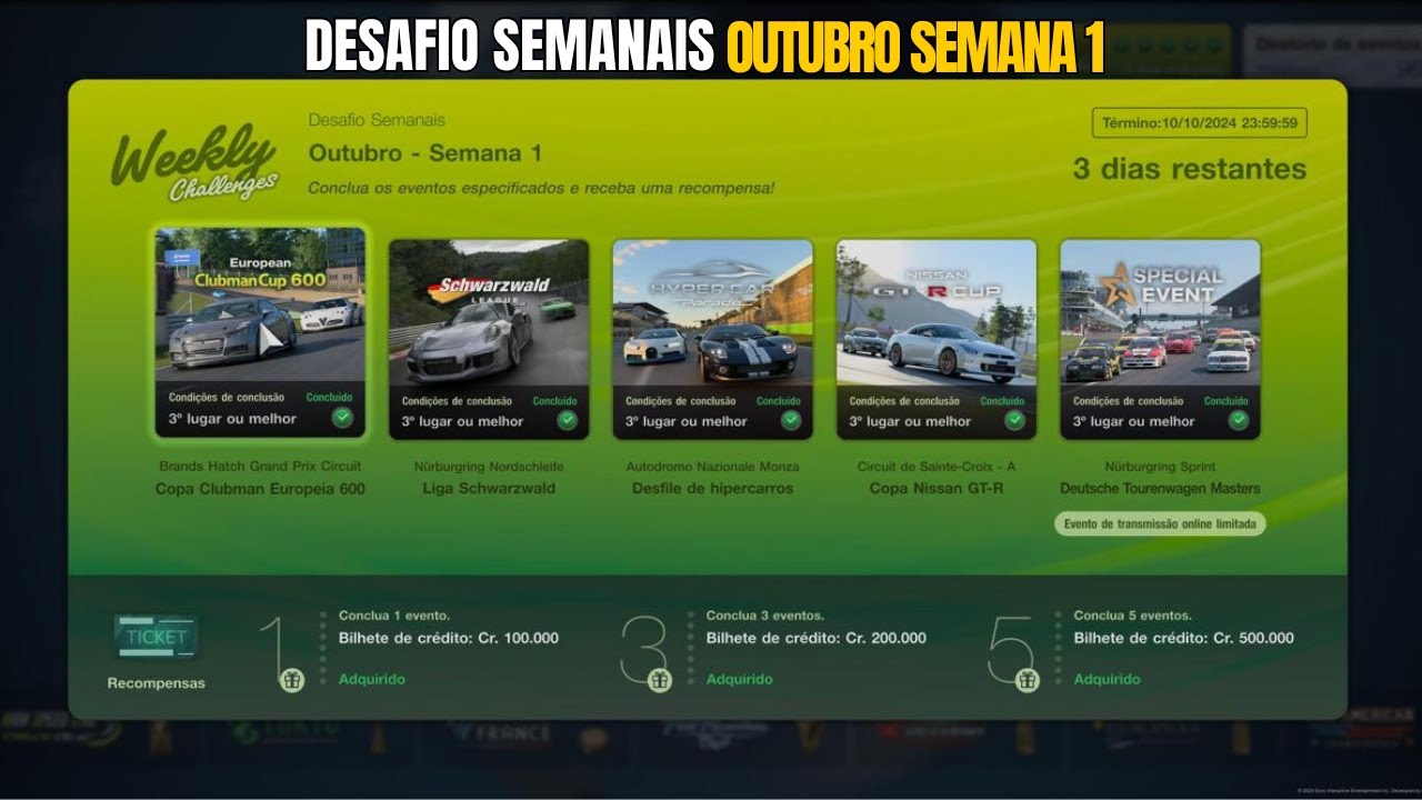 COMO CONCLUIR FACILMENTE O DESAFIO SEMANAIS OUTUBRO - SEMANA 1 GRAN TURISMO 7