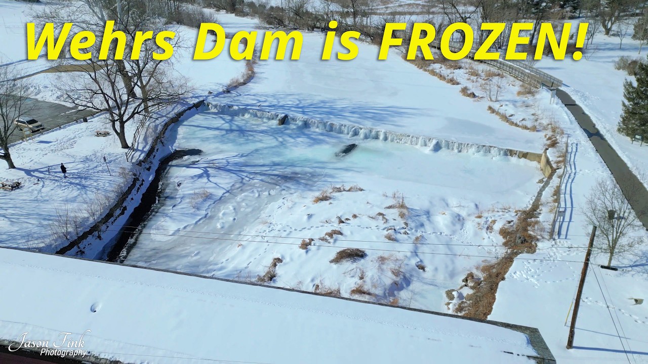 Wehr’s Dam Frozen Solid — A RARE Winter Aerial