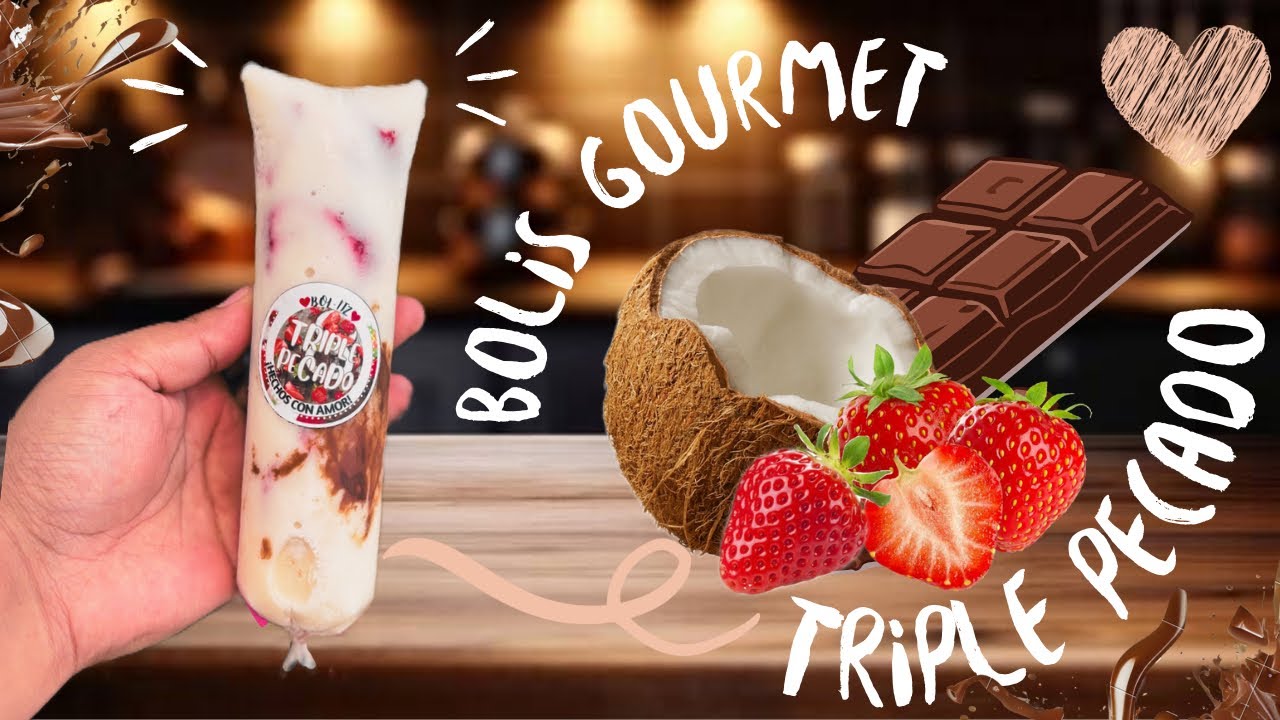 BOLIS GOURMET sabor TRIPLE PECADO 🍓🥥🍫receta para Tu NEGOCIO(Premium) #bolis #emprendimiento #pecado