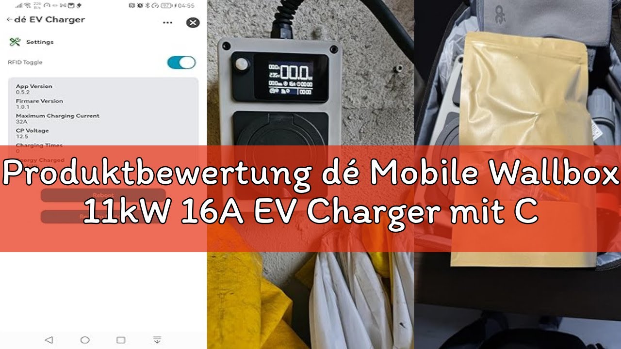 Produktbewertung dé Mobile Wallbox 11kW 16A EV Charger mit CEE Stecker und Typ 2 Steckdose, 11kW Lad