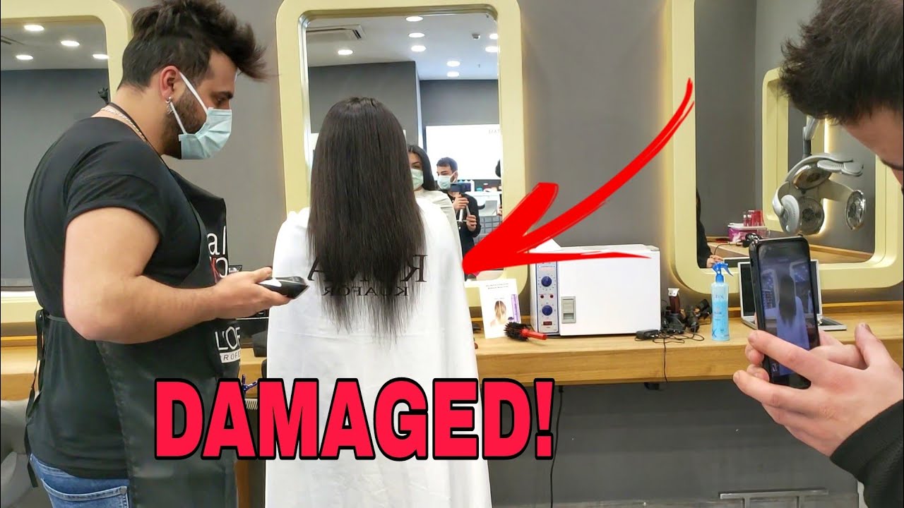 Very damaged hair. I cut and straighten with the machine / ASMR HAIRCUT REAL BARBER SOUND