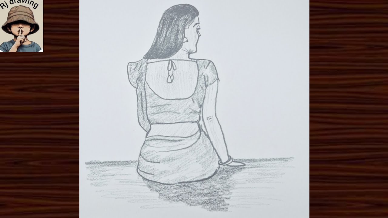 How to Draw a Beautiful Woman in Saree - Backside I Pencil Sketch for Beginners I Girl drawing
