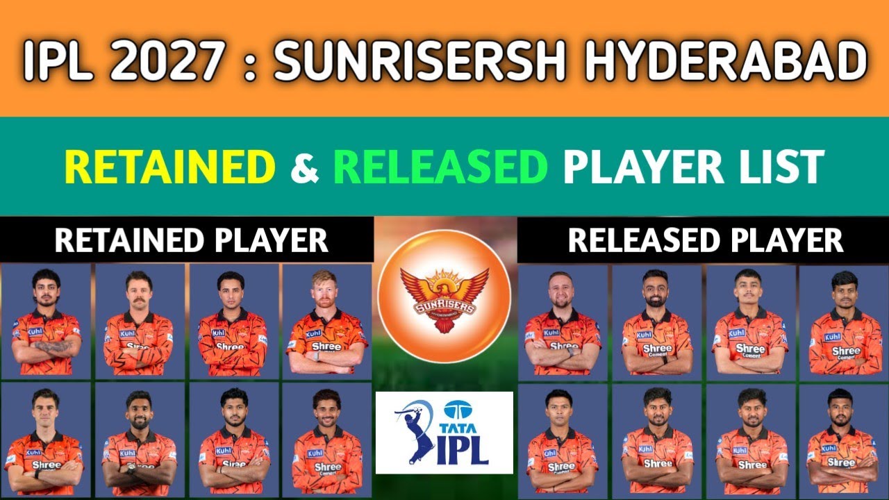 TATA IPL 2027 || Sunrisersh Hyderabad Retained and Released player list || #ipl2027 #srh