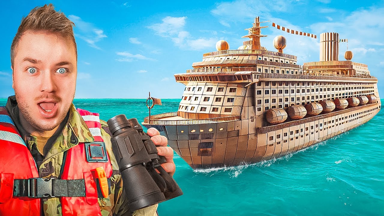 SURVIVING 24 Hours IN 7 INSANE BOX FORT BOATS! Floating Box Fort City & 3AM Monster Hunting!