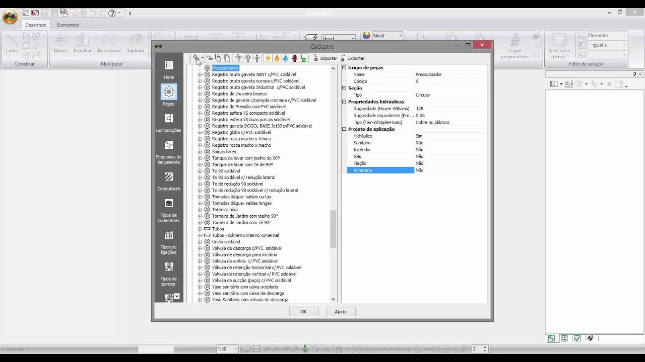 Cadastrando um pressurizador ou válvula redutora de pressão no QiHidrossanitário