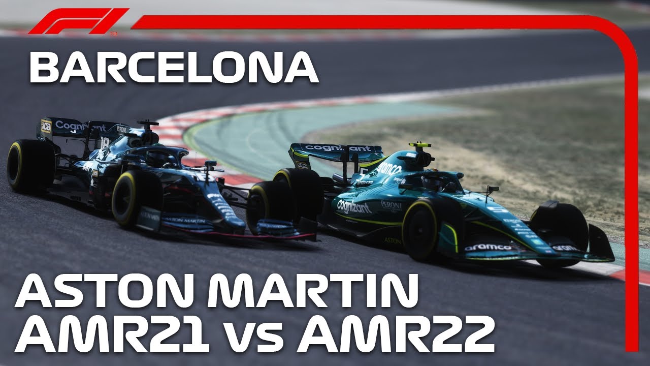 F1 Aston Martin AMR21 Vs AMR22 at Barcelona