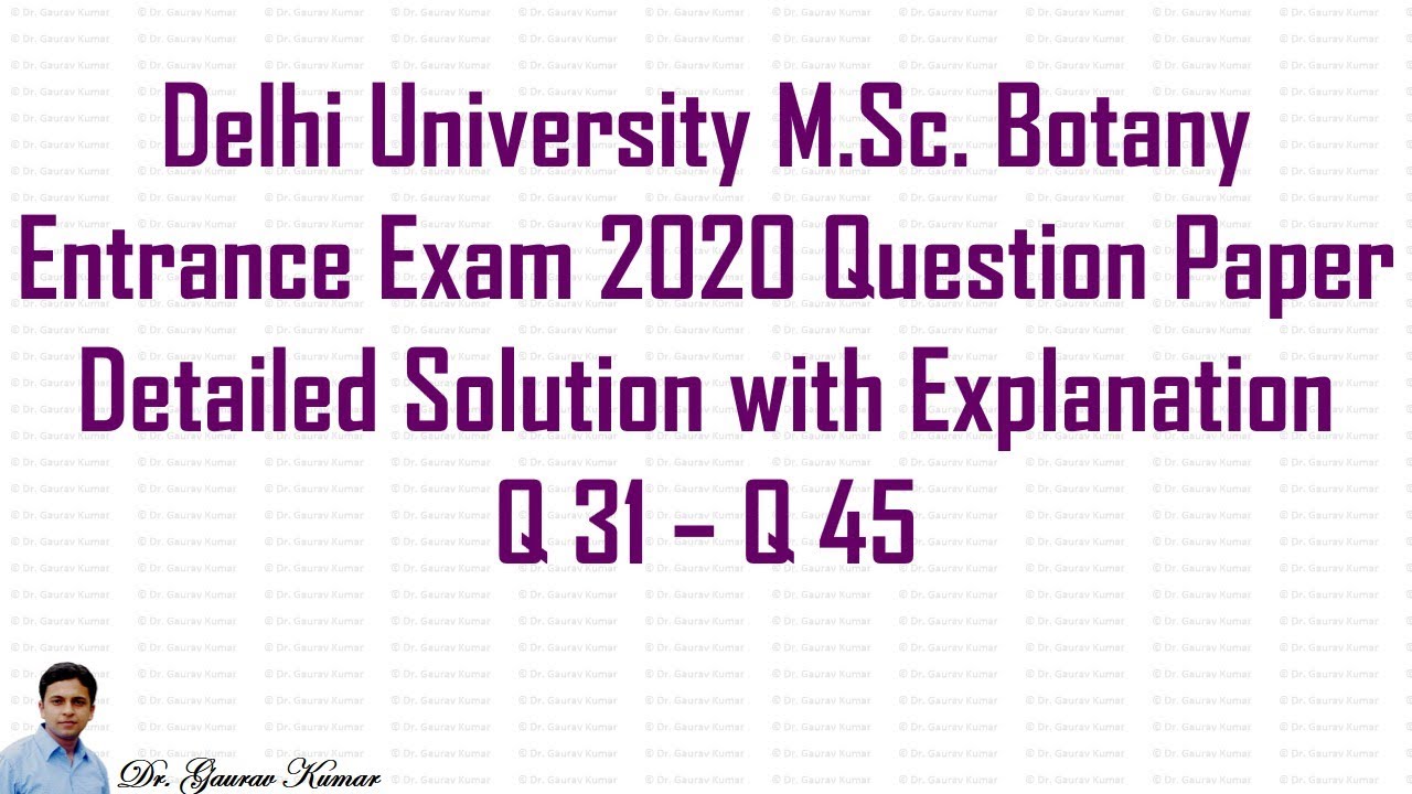 Delhi University M.Sc. Botany Entrance Exam 2020 Question Paper Solved Part 3
