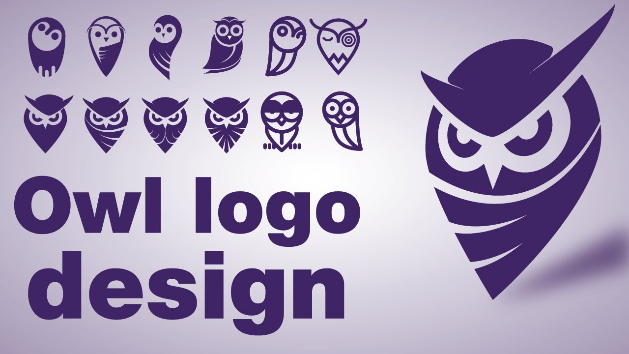 owl logo design set 2 creation in illustrator speed art
