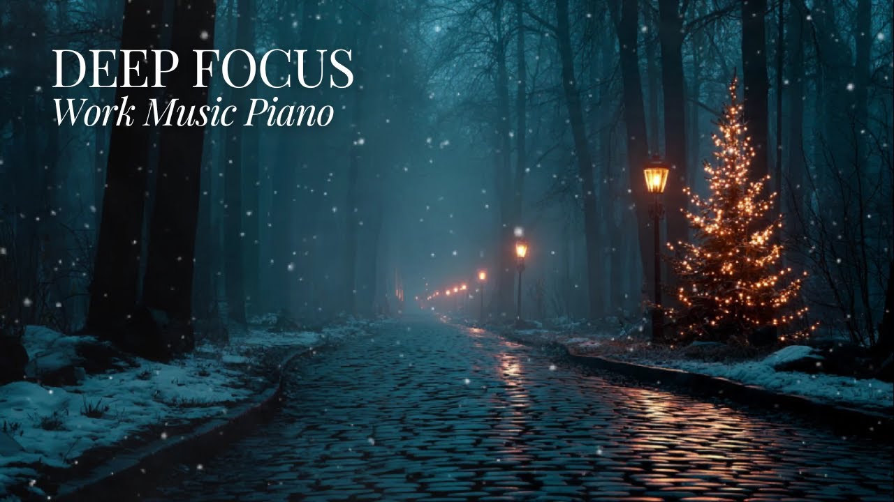 DEEP FOCUS | Pure Piano & Snowy Forest Night for Deep Work ☕🌧️