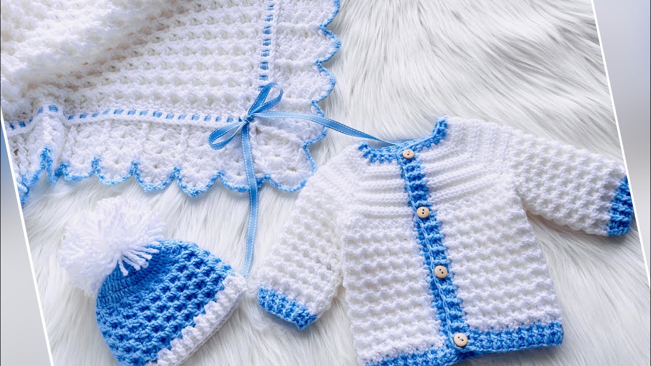 SÚPER FÁCIL Chaquetita o cardigan LEO a juego con mantita de bebes Gotas de nieve Ganchillo