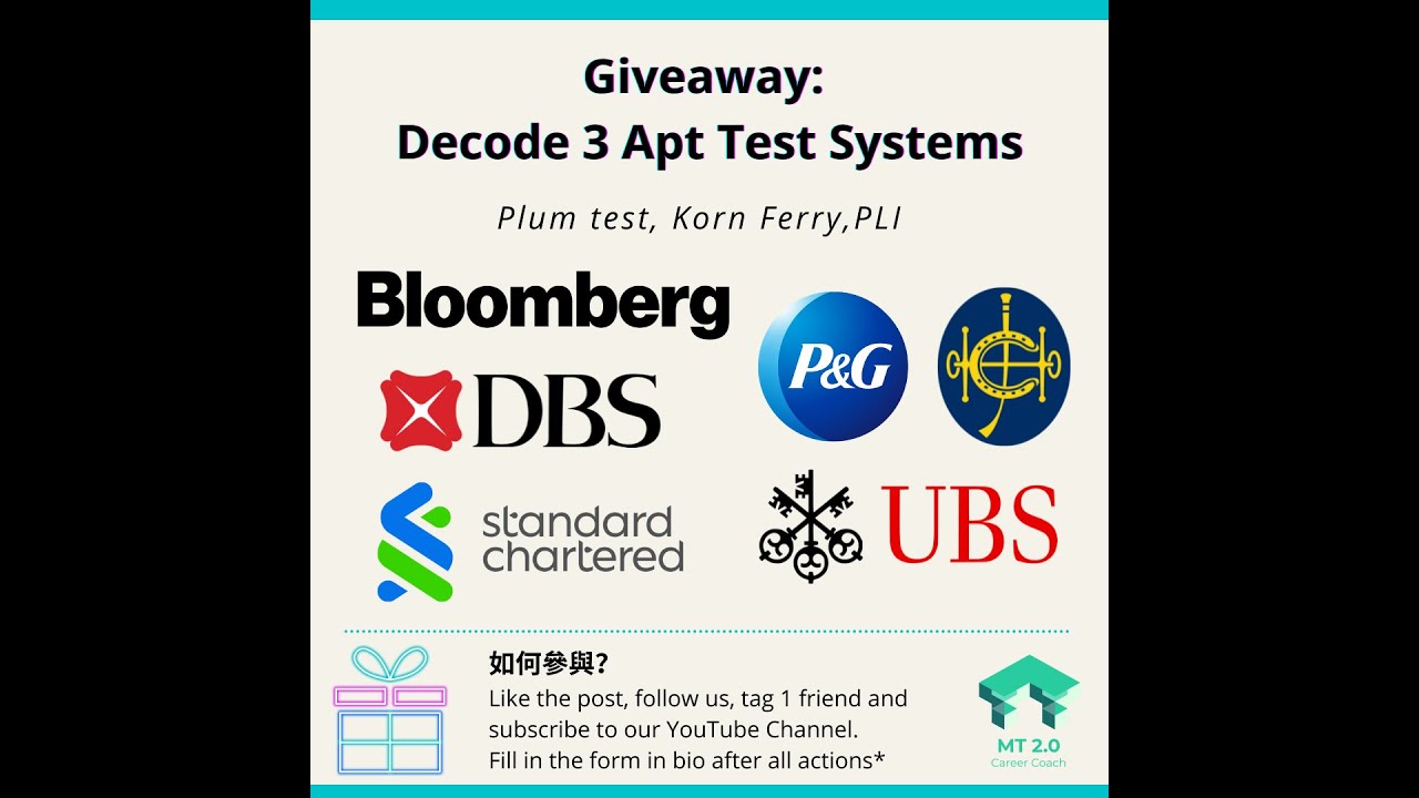 Giveaway: Decode 3 Apt Test Systems! (Plum Test,  Korn Ferry & PLI)