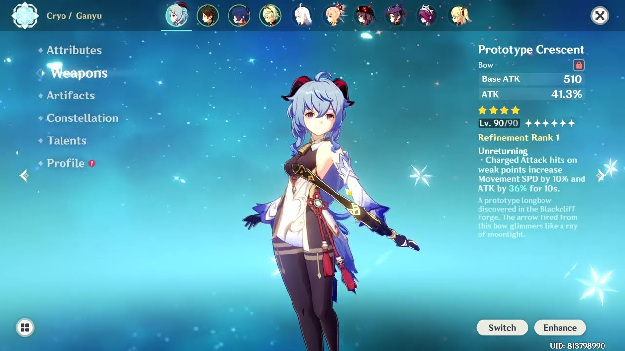 Hunter's Bow VS Prototype Crescent VS Amos Bow Ganyu