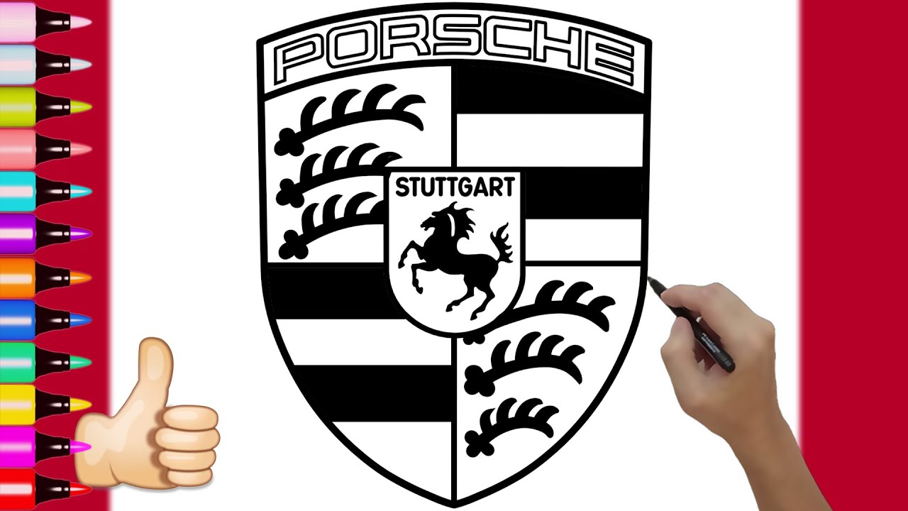 How to Draw Porsche Logo | Easy Way to Draw Famous Porsche Emblem