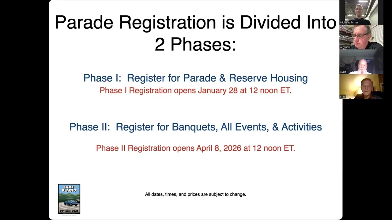 How to Register for Phase 1 of the Porsche Parade