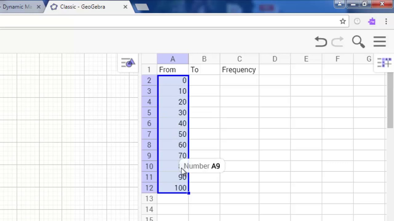 Histogram Excel GeoGebra