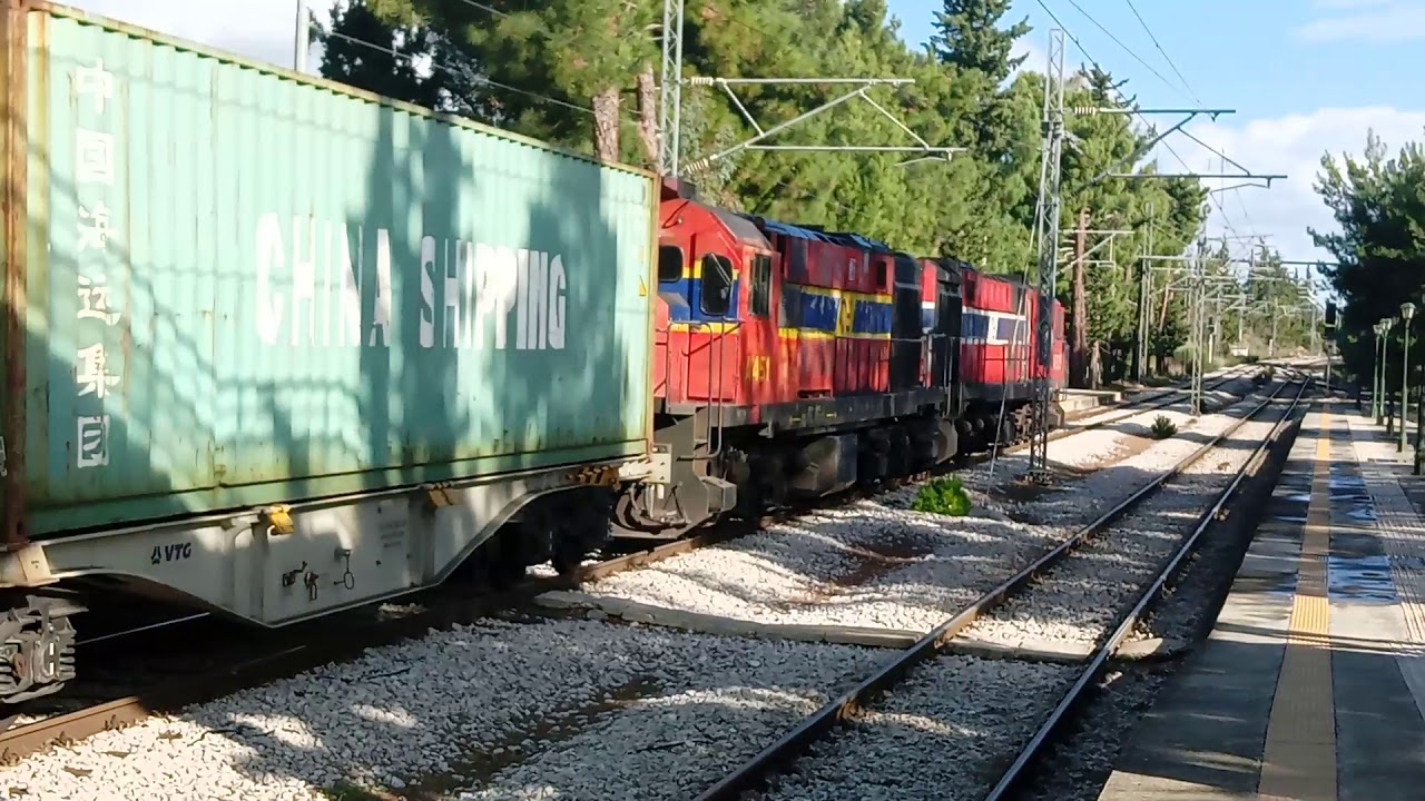 Freight train 80508 A509 A451 MLW MX 636 MX 627 at Dekeleia Attica. Greece.