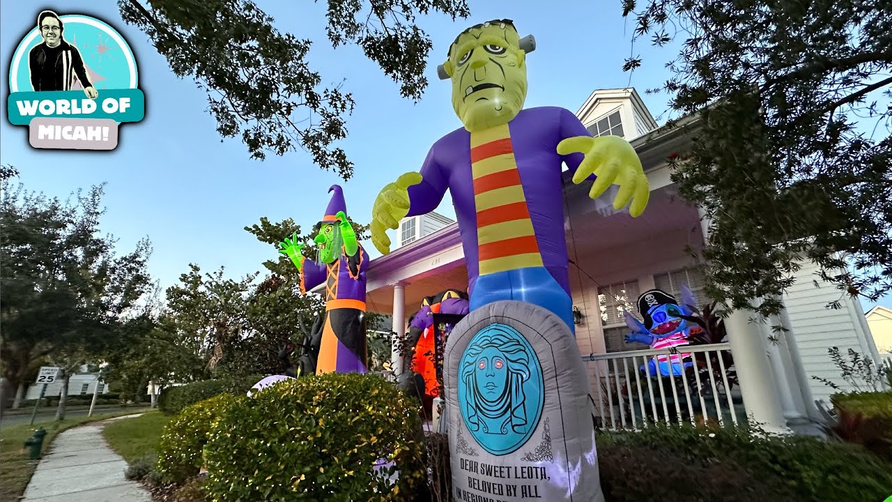 Лучшие украшения на Хэллоуин в Celebration Florida | Тур на гольф-каре в «Мини-Мардж» 4K