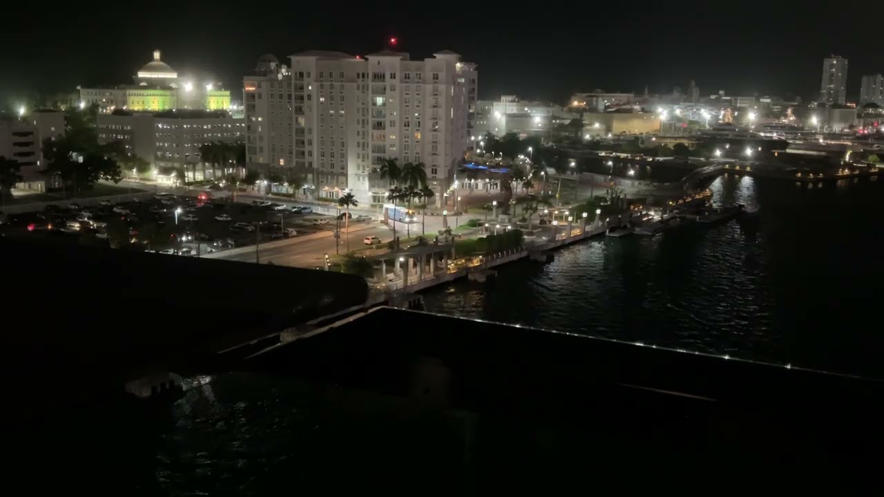 Quiet Watch | City Lights Over Ocean Water (1 Hour of Night Calm)