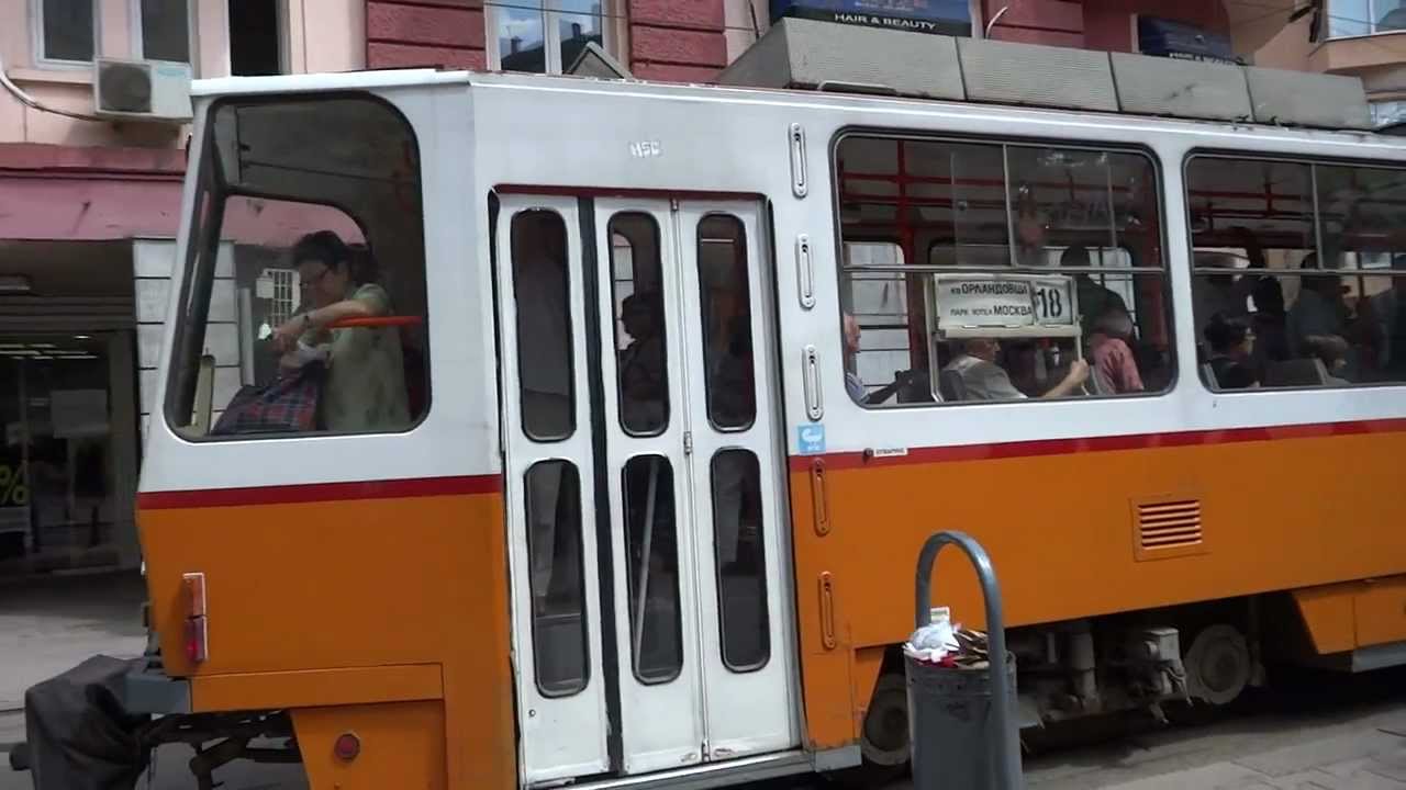 Ride on a tram in Sofia, Bulgaria