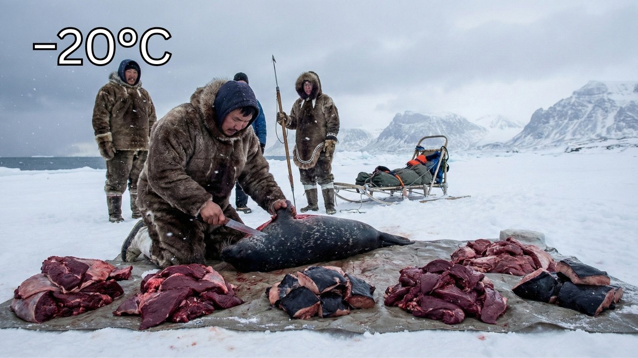 Greenland Inuit Seal Hunt in −20°C Blizzard | Life Completely Off the Landal