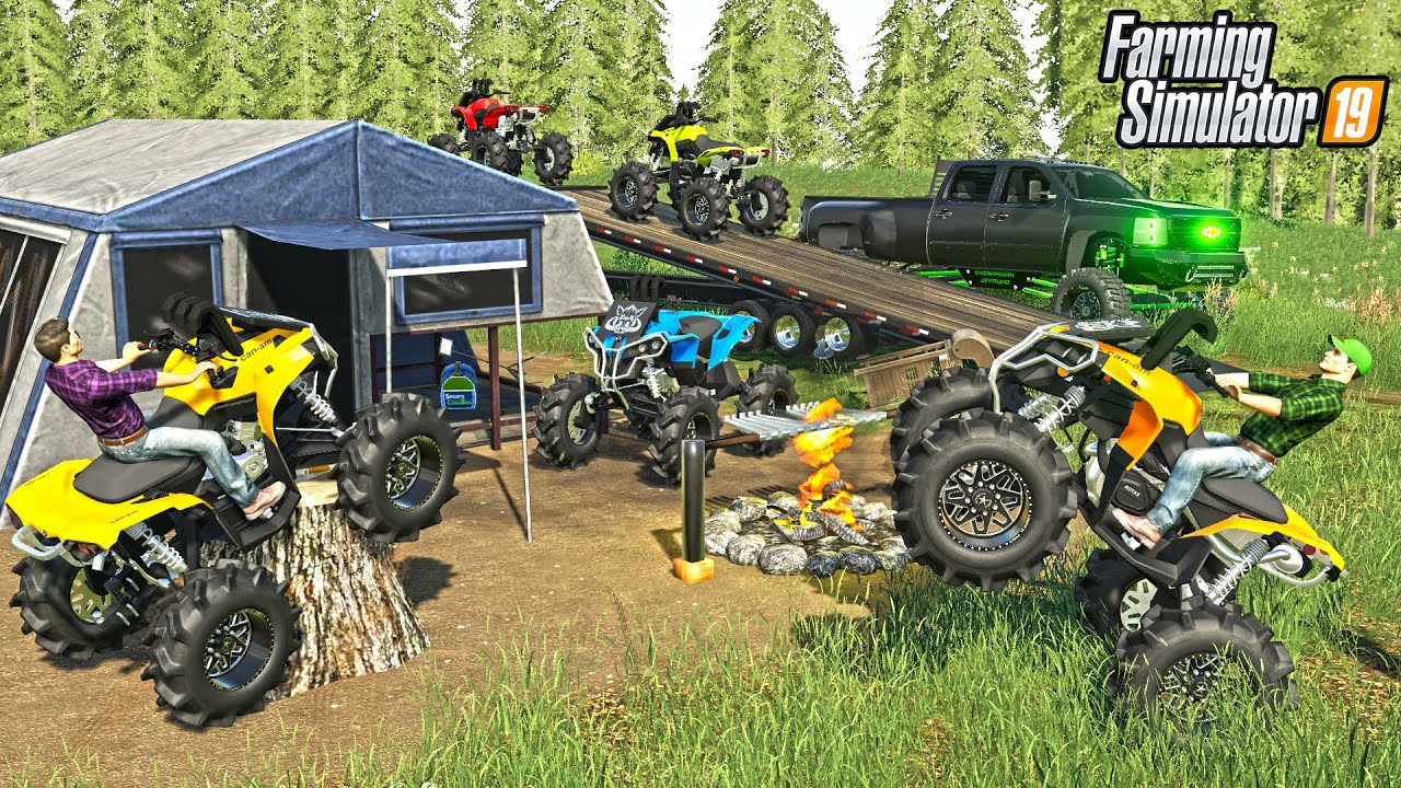 ATV CAMPING WEEKEND! |  LIFTED CAN-AM RENEGAGE | FARMING SIMULATOR 2019