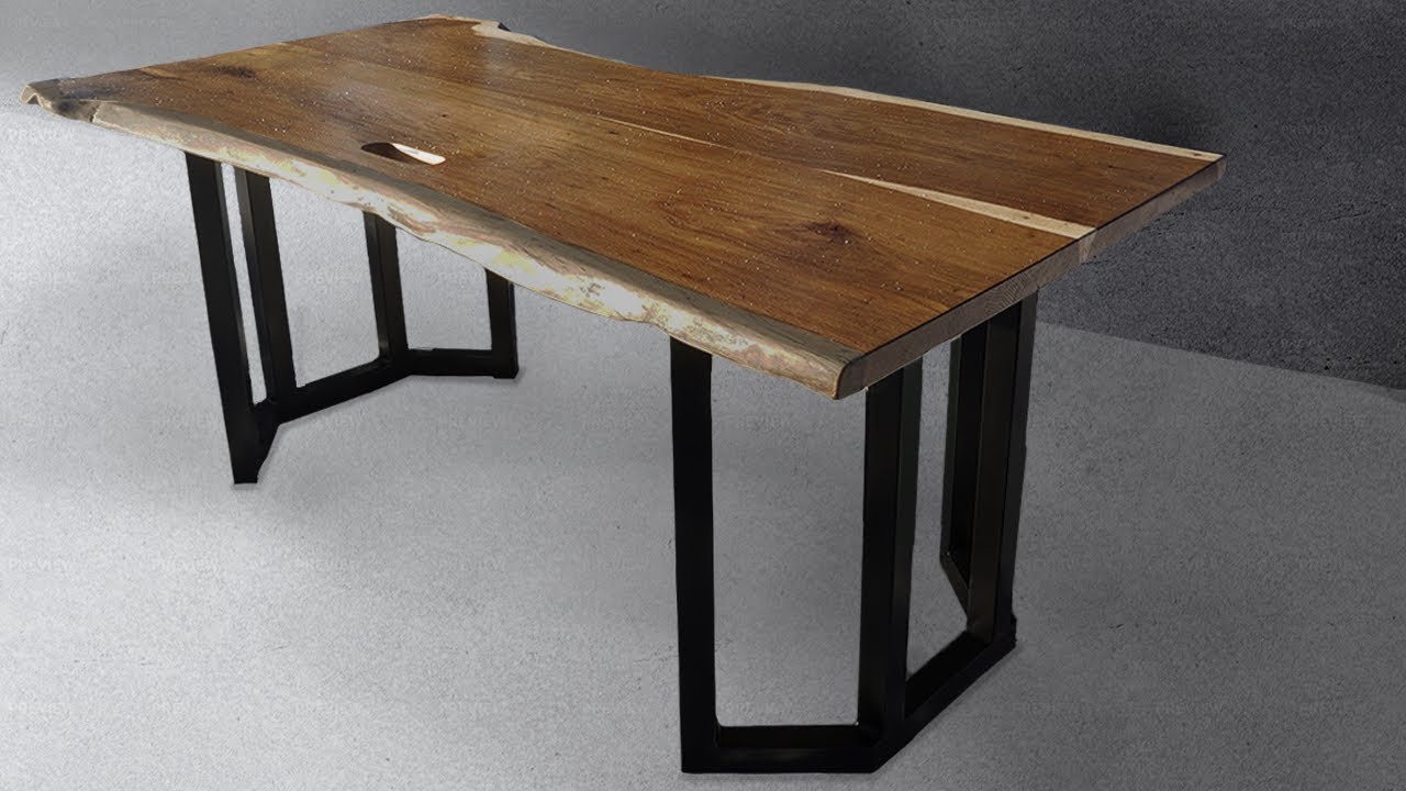 DIY 6FT Slab Desk with Custom Metal Base | HW|Designs
