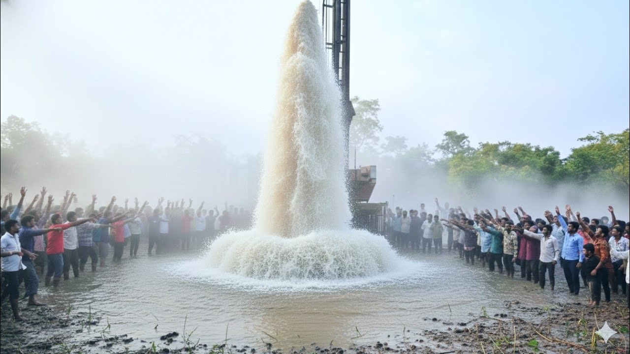 Borewell Drilling - 5 HP Motor Water Force | 140 Feet Depth "Khatarnak" Water | Coconut Method Video
