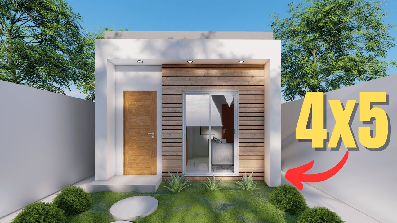 Projeto de casa pequena de 4x5 - Você vai amar esse lindo projeto