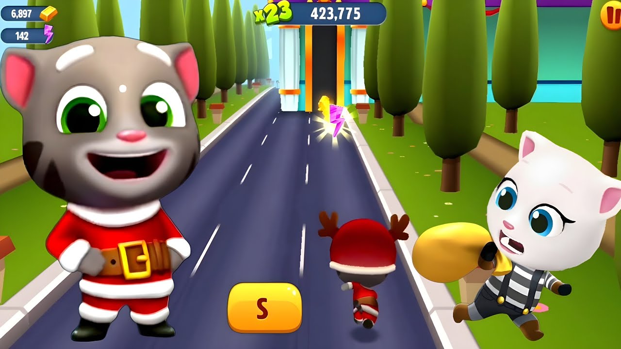 Talking Tom Gold Run All Characters Lava Down Funny Fails & Falls Moments